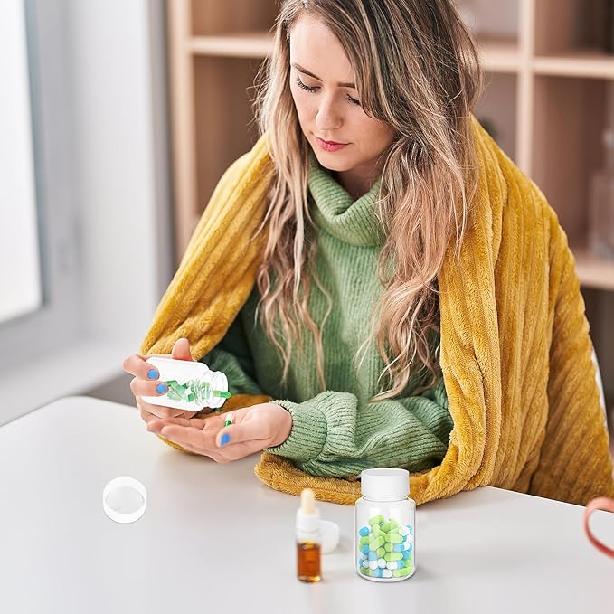4Pcs Clear Pill Bottles, Empty Plastic Medicine Bottles, Reagent Bottle with Caps, Small Travel Pill Case, Chemical Containers for Liquid Solid Powder (30ML)