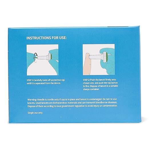 Medline Sterile Safety Lancets with Push-Button Activation, 21G x 1.8 mm, Box of 200: Dependable Blood Sampling Device for Blood Glucose Testing