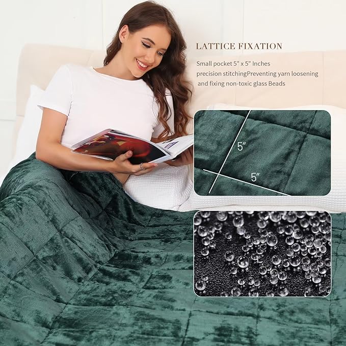 Alomidds Weighted Blanket for Adults, Twin Size 12 lbs Weighted Blankets,Heavy Blanket with Reversible Soft Shiny Fleece and Cozy Warm Sherpa for Couch Bed, 48 x 72 inches,Green