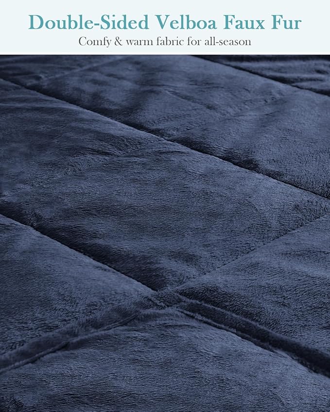 Topblan Weighted Blanket Twin Size 12lbs, Adult Weighted Blankets with Soft Warm Fabric for Sleeping and Calming, Adult Heavy Blanket for Sofa Bed, Navy Blue, 48 x 72 inches