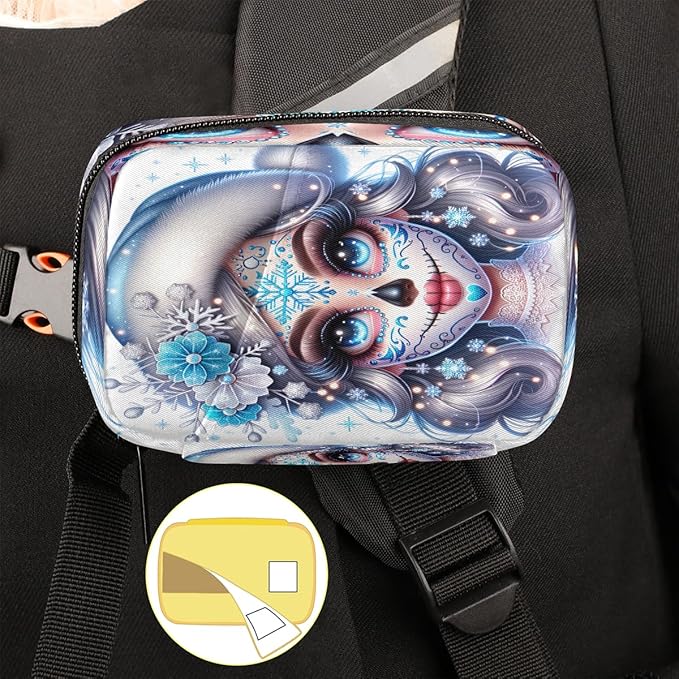 Winter Sugar Skull Girl Travel Pill Organizer Box Weekly Portable Pill Case Daily Pills 7 Day Small Birth Control Pills Container Removable Compartments for Medicine Vitamins Fish Oil
