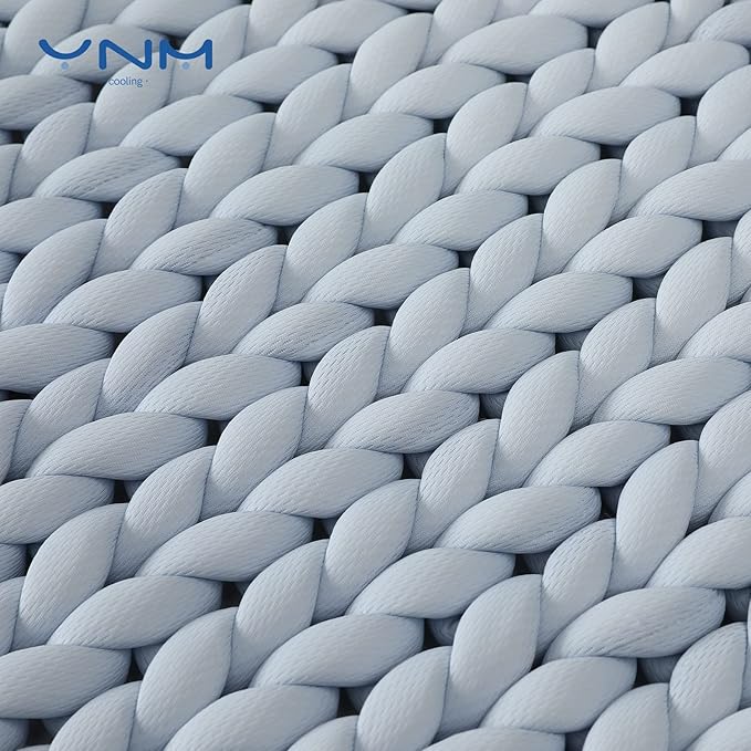 YnM Cooling Weighted Blanket, Handmade Chunky Yarn Knitted Design, Temperature Regulating and Breathable, Machine Washable Throw for Sleep or Home Decor (Azure Blue, 60x80 Inch, 15lbs)