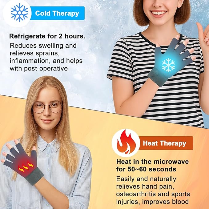 Finger Arthritis Compression Hand Ice Pack Gloves for Pain Relief, Adjustable Wrist Ice Pack for Hot & Cold Therapies, Reusable Gel Finger Ice Glove Sleeve tfor Tendinitis, Carpal Tunnel (Rose pink)