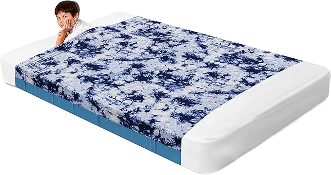 Deep Pressure Sensory Bed Sheet – Full Sensory Compression Sheet Breathable Sleep Pod Blanket for Better Sleep Support – Calming Compression Blankets for Kids and Adults Blue Petal