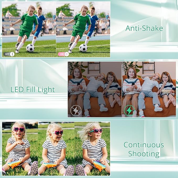 Digital Camera 1080P 44MP Digital Cameras, Point and Shoot Camera for Kids with 16X Zoom, Anti-Shake, Compact Small Travel Camera for Beginner Children Boys Girls Teens Gift
