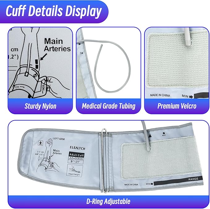 Extra Large Cuff Compatible with Most BP Monitors 9"-21" Inches (22-53CM) XL Blood Pressure Cuff Adult ARM BP Replacement Cuff for Big ARM (X-Large)