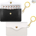 Tondiamo 2 Pack Birth Control Pill Case Holder PU Leather Pill Sleeve Packet 4.33 x 3 Inch Discreet Birth Control Pouch with Snap Closure Key Ring for Pills Card Organizer(Black, White)
