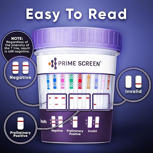 Prime Screen Multi Drug Urine Test Cup 18 Panel Kit (AMP,BAR,BUP,BZO,COC,mAMP,MDMA,MOP,MTD,OXY,PCP,TCA, ETG, FTY, TRA, K2,TRA100)-CDOA-S1185EFTKK (5)
