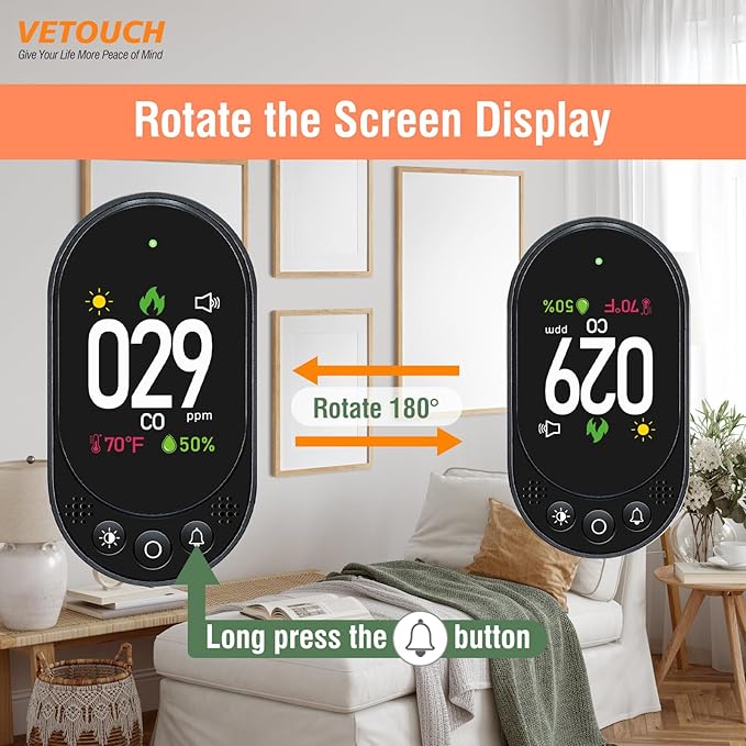 Carbon Monoxide Detector Plug in, Portable Carbon Monoxide Detector, Simultaneously Checks Temperature/Humidity,Clear LCD Display,for Home Kitchen RV Travel CO Detector