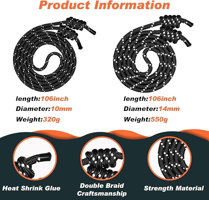 Lewtemi 2 Pcs Flow Rope for Fitness Double Woven Workout Rope Adjustable Length Flow Jump for Working out Men Women Training Exercise Gym Indoor Outdoor Beginner, 9 ft