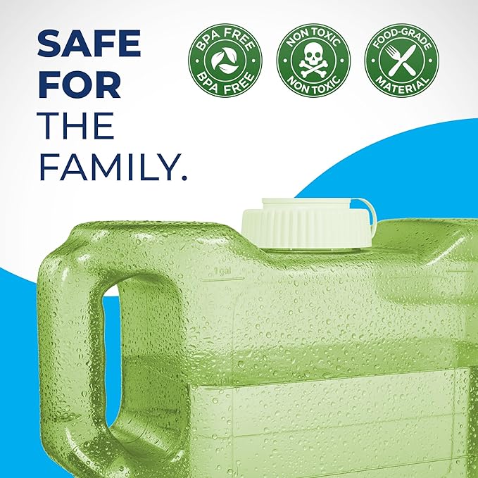 Refrigerator Water Dispenser 1.1 Gallon – Leak-Proof Slim Fridge Water Container with Spigot – BPA-Free Refillable Water Jug (Lime Green)