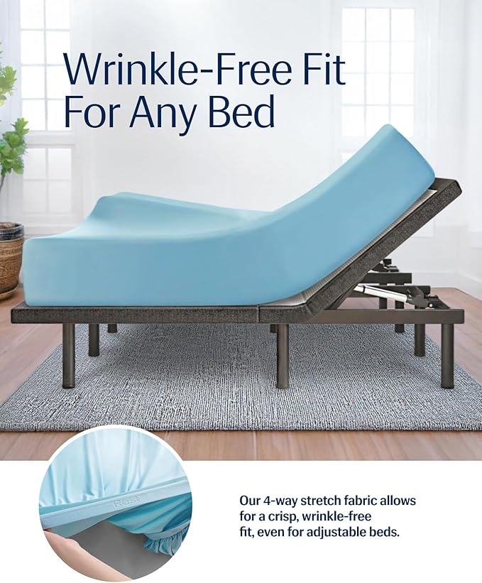 REST® Evercool®+ Fitted Sheet, King Size, Light Blue, 15" Deep (up to 18’’), Breathable Bedding for Hot Sleeper and Night Sweats, Bed Sheet with Ionic+ Self-Cleaning Silver Yarn for Sensitive Skin