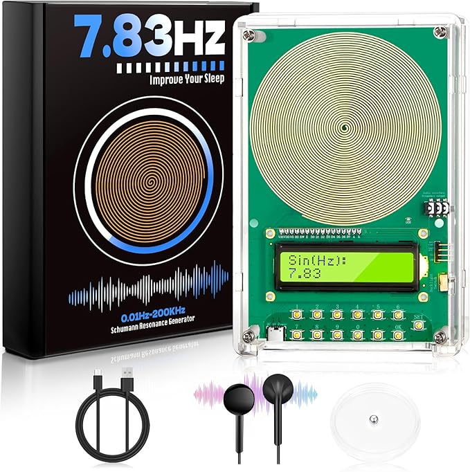 Frequency Generator for Healing – 7.83Hz Schumann Resonance Sound Therapy Device with Acrylic Case for Sleep aid, Meditation, Stress Relief & Yoga (0.01Hz–200kHz)