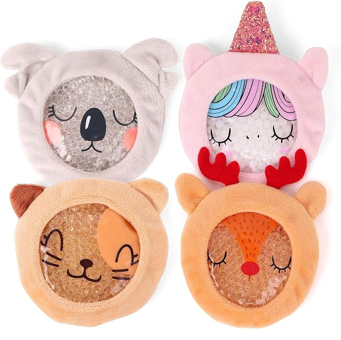 ZOMAPLE Boo Boo Ice Packs for Kids, 4 Pack, Girls Set A – Calm Tears Fast with Hot & Cold Relief – Leakproof, Flexible When Frozen, BPA & PVC Free Gel – Kids Ice Packs for Boo Boos in Animal Designs