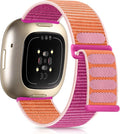 Getino Compatible with Fitbit Versa 3 4 Fitbit Sense/Sense 2 Bands for Woman Men, Adjustable Stretchy Nylon Band Sport Loop Strap Comatible for Fitbit Verasa 4 Wristbands Accessory, Pomegranate