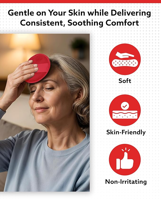 Alpi Circle Plush Gel Ice Packs Reusable & Microwavable – 4”x4” Small Ice Packs for Kids & Adults – Hot or Cold Eye Mask with Beads - Plush Comfort for Muscle Aches & Minor Discomfort – Red