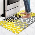 Likiyol Kitchen Mats for Floor, Anti-Fatigue Mats Kitchen Rugs Non Slip Washable, Boho Flower Waterproof Kitchen Decor Cushioned Comfort, Standing Floor Mats for Home/Office/Sink, 18''x30''(Yellow)