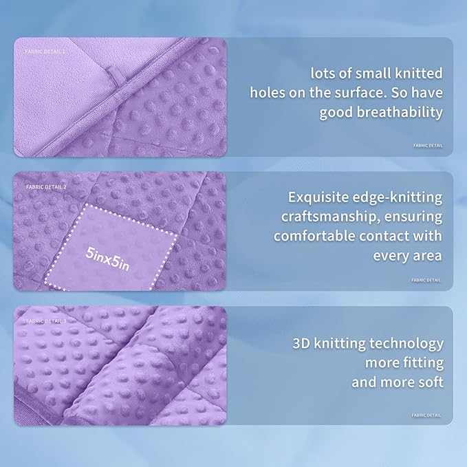 Topcee Weighted Blanket for Adults (15lbs 48"x72"), Minky Dots Heavy Blanket for Woman, Man Sleeping, Soft, Cozy and Cooling Weighted Throw Blankets, Machine Washable, Purple