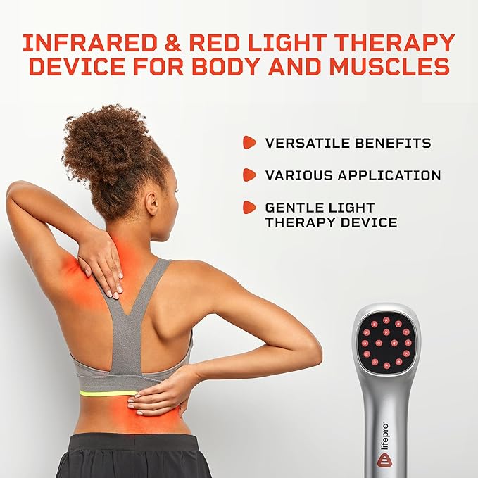Lifepro Infrared & Red Light Therapy for Body Joints & Muscles Wellness Support, Portable Red Light Therapy Device, Near Infrared Light Therapy for Body & Face - Use 3 wavelengths