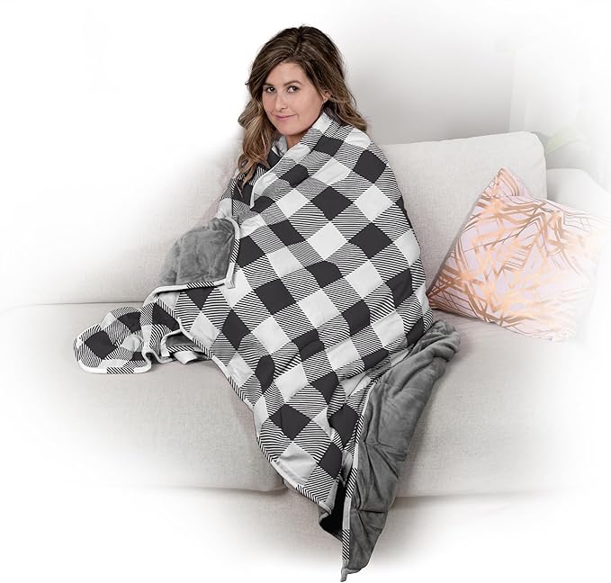 Ella Jayne - Luxury Reversible Weighted Blanket, Weighted Blankets for Adults, Heavy Blanket, Weighted Blankets Queen Size, King Size, Weighted Blanket Twin, Black/White - 20lb
