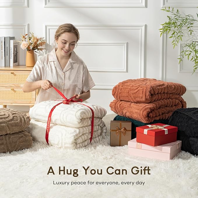 Cottonblue Jacquard Weighted Blanket for Adults 20 lbs Queen Size, Cozy Fluffy Sherpa Fleece Weighted Throw Blankets 60" x 80" for Sleep Relax, Fuzzy Warm Arch Heavy Blanket Soft for Bed Couch, Khaki
