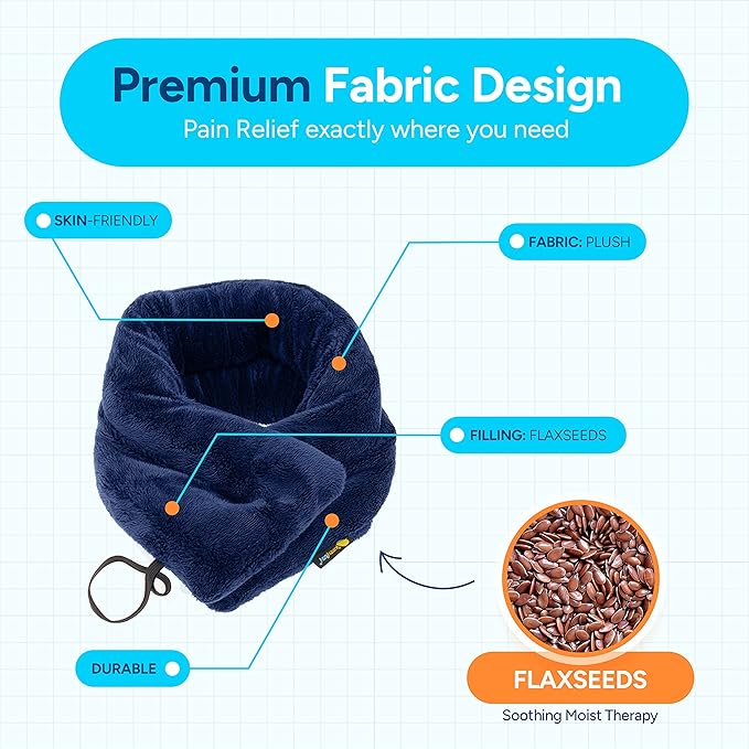 SunnyBay Microwave Heating Pad, Microwavable Heated Neck and Shoulder Wrap, Multipurpose Moist Hot/Cool 2.5lb Bean Bag Pack with Plush Cover and Elastic Fastener,26x5 Inches, Regular, Blue