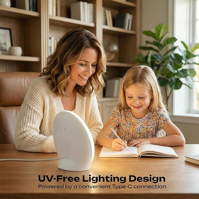 Light Therapy Lamp 10000 Lux - Happy Lamps Full Spectrum Sunlight Lamps for Day Light - Portable Uv-Free Sun Daylight Box with Bright White Natural Lights Adjustable Brightness for Mood Energy