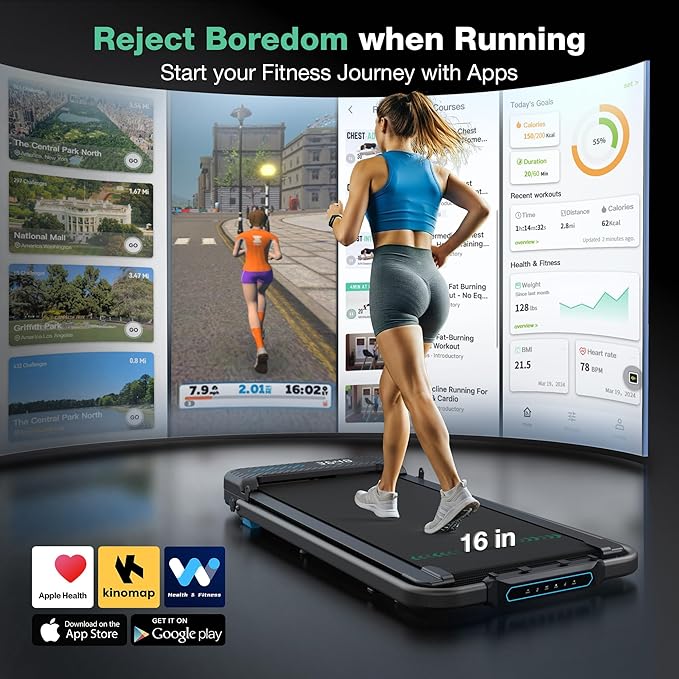 Walking Pad Treadmill with Incline, 6 in 1 Foldable Treadmill Walking Pad with Handle Bar for Home/Office, 3.0HP Compact Under Desk Treadmills, 320LBS Capacity, App, LED Display