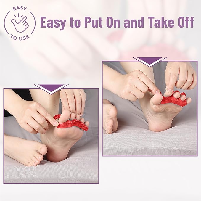 Dr. JK- ToePal Gel Toe Separator, 4 Pairs, Toe Spacers, Bunion Corrector, Cherry & Mint green