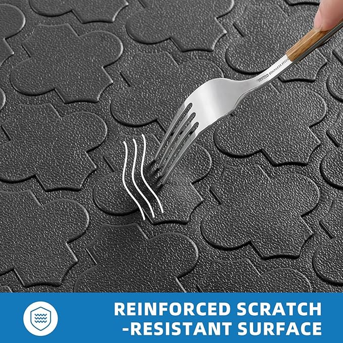 Kitchen Mats for Floor 2 Piece - Anti Fatigue Mats for Kitchen Floor - Non Slip Cushioned Rugs for Standing, Office, Sink, Laundry, Black