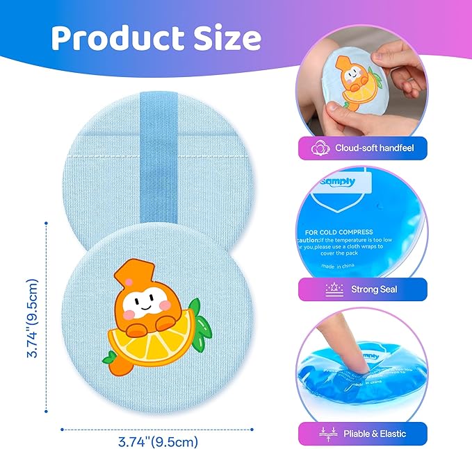 samply Small Gel Ice Packs with Cute Covers, Reusable Cold Packs for Pain Relief, Headaches and Toothaches,Eyes, Face, Cold Compress, Pink and Blue