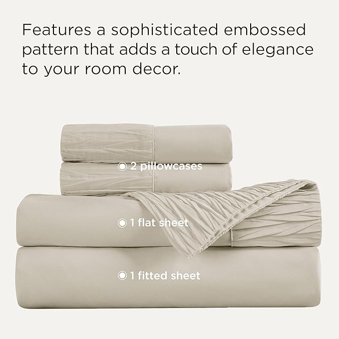 Bedsure Full Size Bed Sheets - 4 Pieces Soft Full Sheet Set - Breathable & Cooling - Hotel Luxury - Easy Care Polyester Microfiber Bedding for Women, Men, Linen