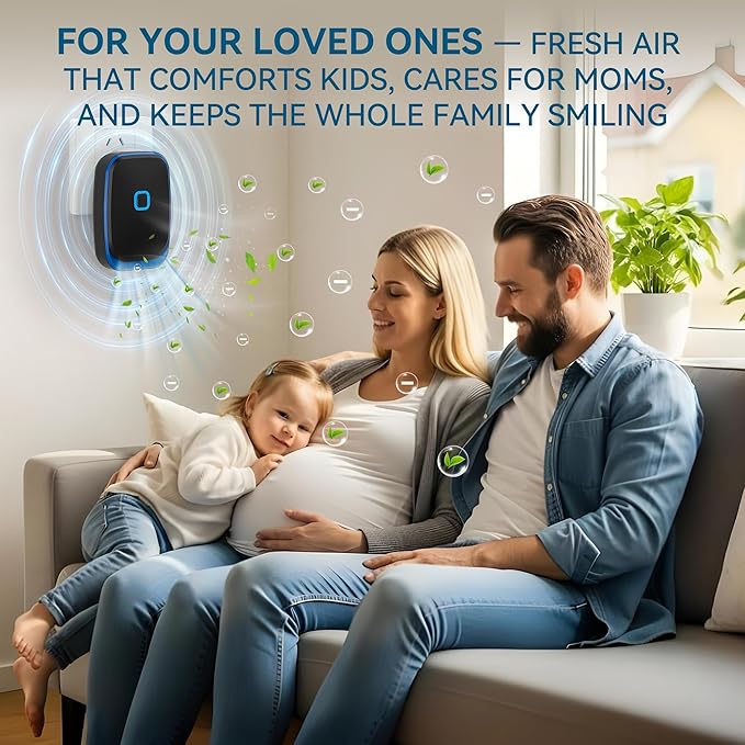 Plug In Air Ionizers for Home – 6 Pack Negative Ion Air Cleaner for Strong Dog Poof, Cat Litter Box Deodorizer, Air Purifier For Smoke, Kitchen Odor, Bathroom Closet Shoe Cabinet Office – Black