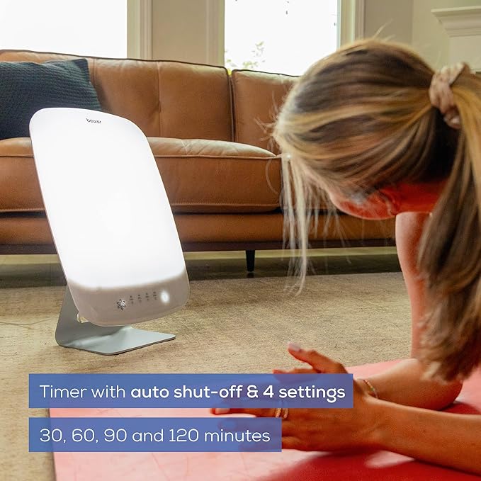Beurer TL95 Light Therapy Lamp with 10,000 Lux, Extra Bright Lamp with Sunshine Like LED and 6 Dimmer Levels, Memory Function and Timer