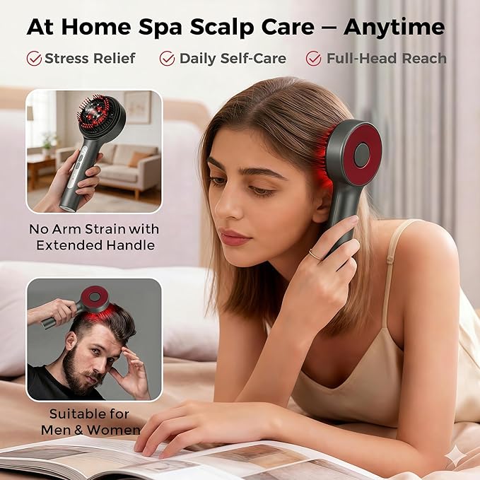 Electric Scalp Massager, 5 in 1 Refillable Oil Reservoir and Mist 3 Step At Home Scalp Spa Device, 3D Deep Kneading Massage, USB C Rechargeable Portable for Home and Travel