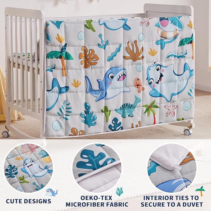anfie Weighted Blanket Kids(40"x60" 10lbs) Weighted Blanket Cooling Blanket for Sleeping,Throw Size Breathable Blanket with Premium Glass Bead(White Shark)