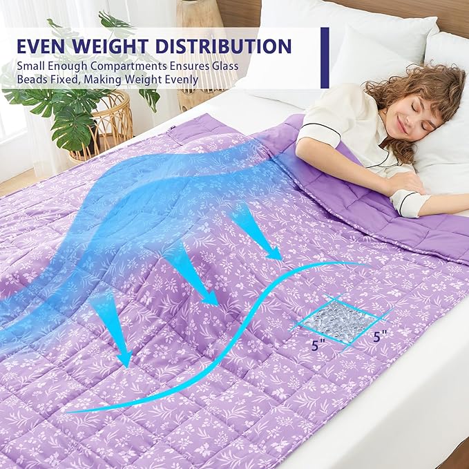 yescool Weighted Blanket for Adults (20 lbs, 48" x 72", Mauve) Cooling Heavy Blanket for Sleeping Perfect for 140-160 lbs, Twin Size Breathable Blanket with Premium Glass Bead, Machine Washable