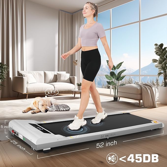 ANCHEER Walking Pad 3.0HP Under Desk Treadmill 300lbs Weight Capacity with Remote Control, Compact Electric Treadmills for Home/Gym/Office with LED Screen, Ultra-Quiet, Installation-Free