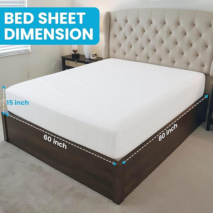 Bed Sheet, Grounding Sheet, Organic Cotton Fitted Earthing Sheet for Bed, 95% Organic Cotton, 5% Silver Fiber with 10m Grounding Cord & White US Socket Tester (King 78"x80"x15")