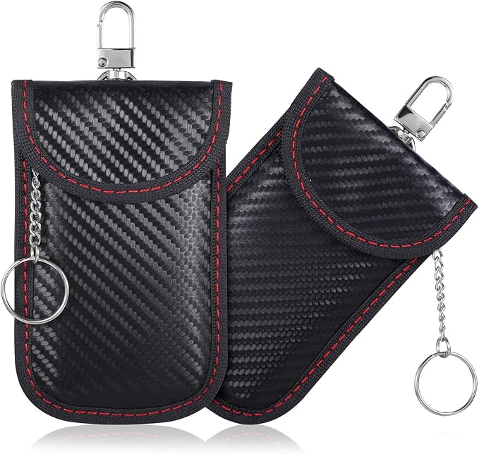 2 Pack Faraday Pouch for Car Keys, Faraday Key Fob Protector Car Security Protection Key Fob Signal Blocker Box for Car RFID Signal Blocking Anti-Theft Pouch Anti-Hacking Case Blocker Black