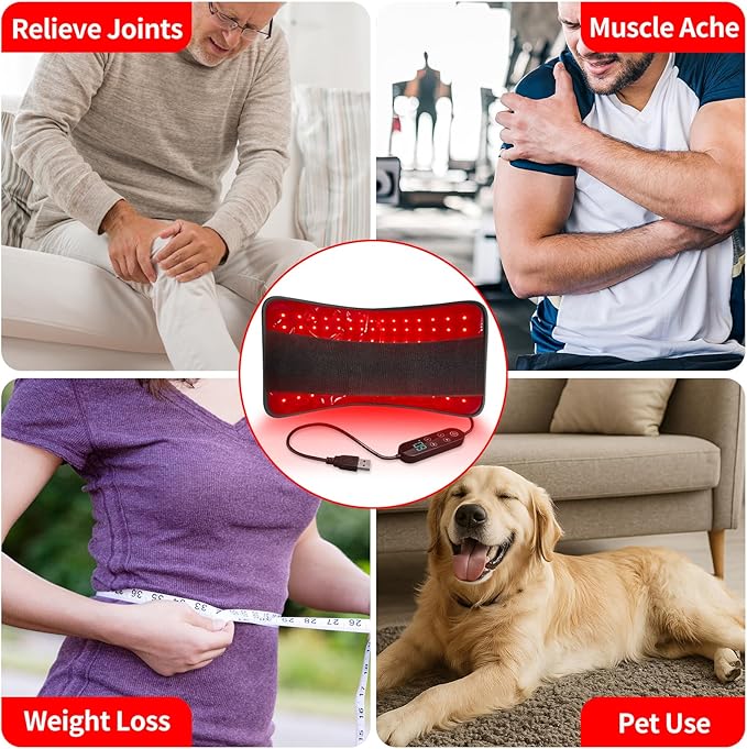 120 LEDs Red Light Therapy for Body,660nm&850nm Infrared red Light Therapy,Red Light Therapy Belt for Pain Relief of Muscles and Joints,3-in-1 LED Bead with Timer Remote Control