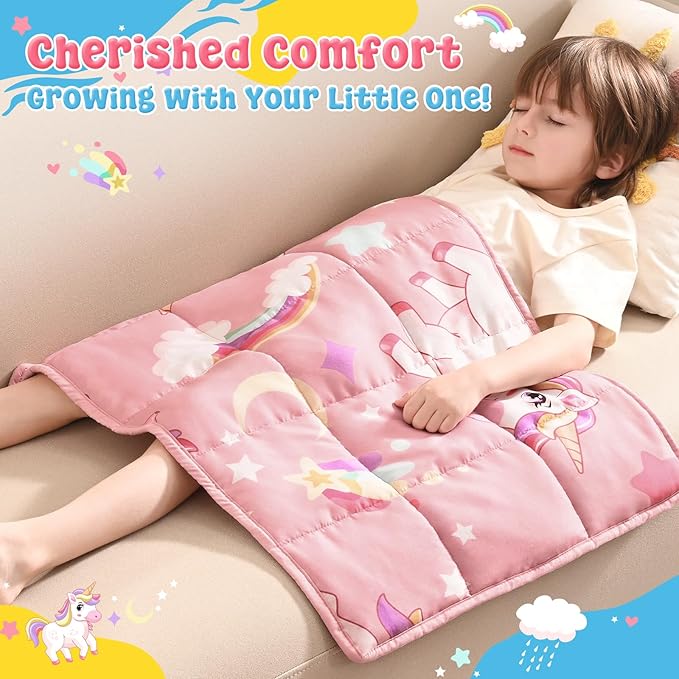 anfie Weighted Lap Pad 2 Pounds, Weighted Blanket (30"*40") Cooling Blanket for Sleeping,Weighted Throw Blanket for Travel Indoor Outdoor (Pink Unicorn)