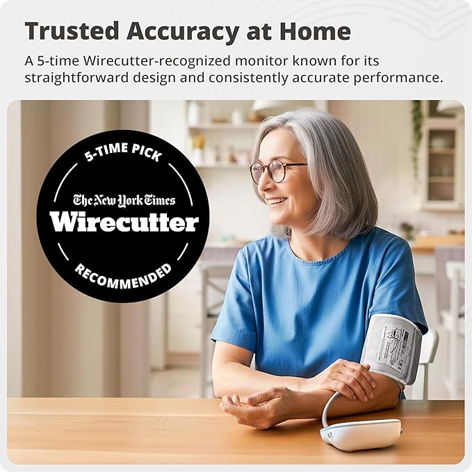 Greater Goods Upper Arm Blood Pressure Monitor for Home Use – Automatic One-Touch BP Machine, Wide-Range Cuff (8.7”–16.5”), Large Backlit Display, 2-User Memory, Complete Kit