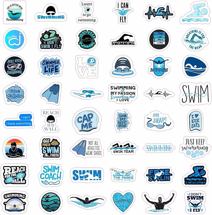 BulbaCraft Adult Swim Stickers, Swimming Stickers, Swimmer Decals, Swimmer Gifts, Swim Party Favors, Gifts for Women & Men