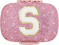 Cute Pill Organizer Small Bling Pill Case for Purse Medicine Vitamin Container Holder Daily Pill Box Container for Women Travel Medicine Kit(Letter S Pink)