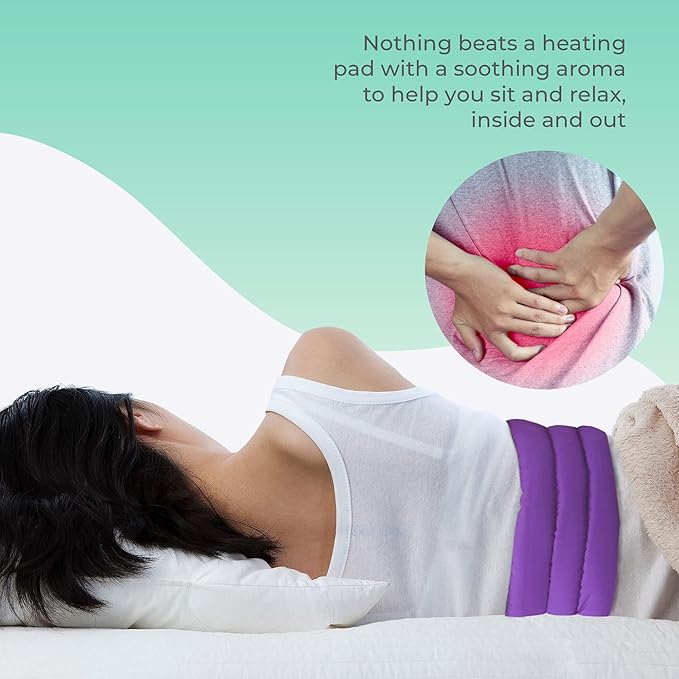 Microwavable Heating Pads for Lower Back and Menstrual Cramps - Moist Microwave Heating Pads for Muscles and Joints - Natural Microwave Hot Packs Heat Pads for Lower Back Pain - 3 Packs Purple