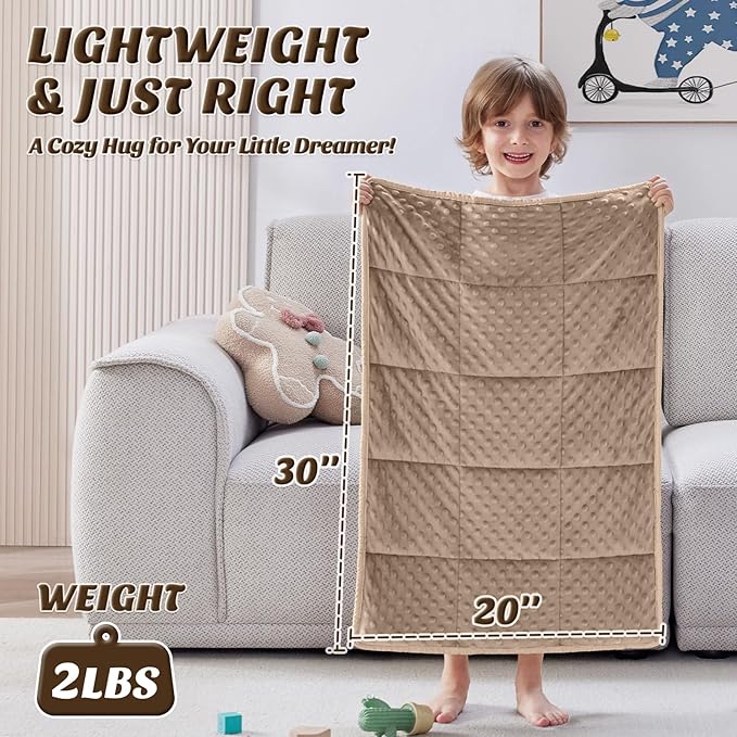 anfie Weighted Blanket Kids(30"x40" 2lbs) Weighted Blanket Cooling Blanket for Sleeping,Throw Size Breathable Blanket with Premium Glass Bead(Khakil)