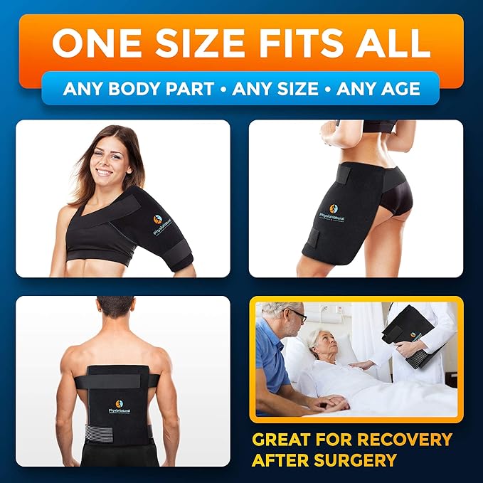 Universal Large Flexible Gel Ice Pack & Wrap - Cold Therapy for Your Hips, Shoulders, Elbow, Back, Knees – Instant Pain Relief for Injuries, Recovery, Swelling, Aches, Arthritis, Bruises & Sprains