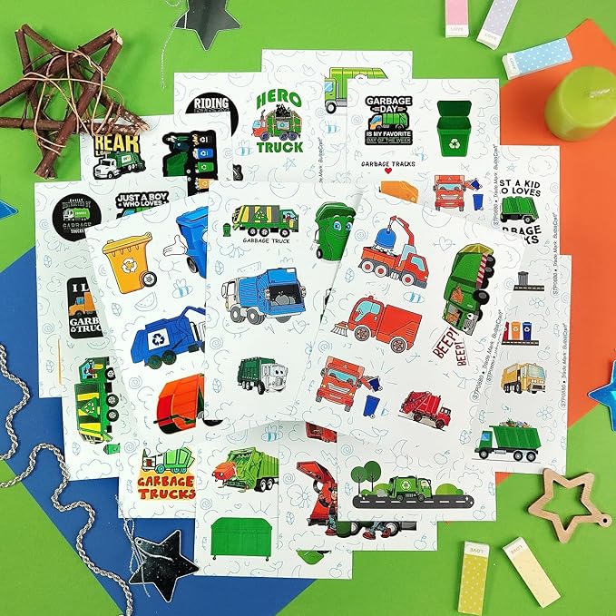 BulbaCraft Garbage Truck Stickers, Trash Truck Stickers, Garbage Party suppliess, Gifts for Women & Men