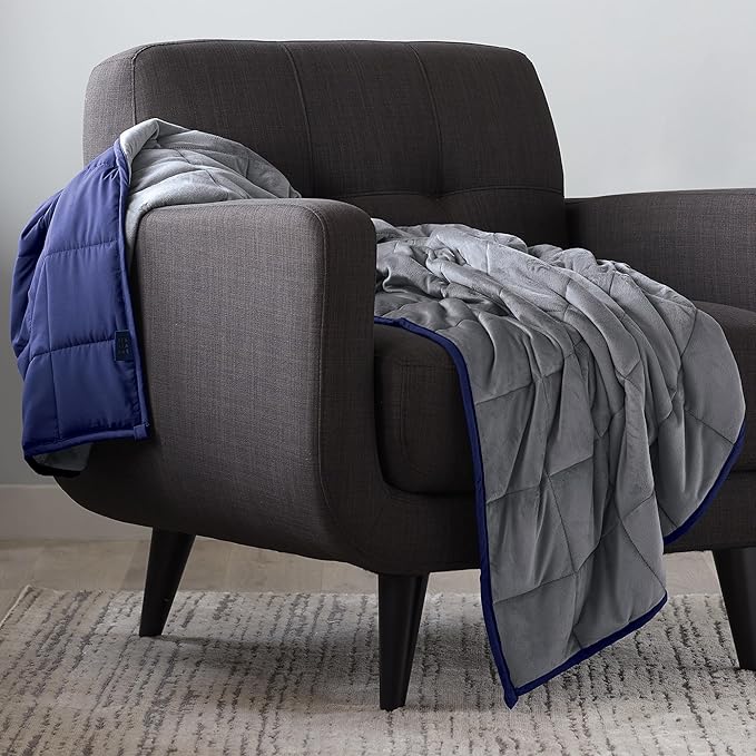 Ella Jayne - Luxury Collection Reversible Blanket, Weighted Blankets for Adults, Heavy Blanket - Queen Size, Weighted Blanket King Size, Weighted Blanket Twin, Navy